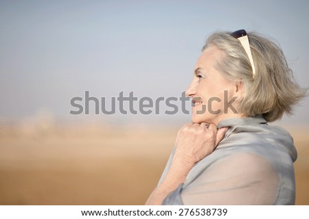 Nice senior woman went to a resort vacation