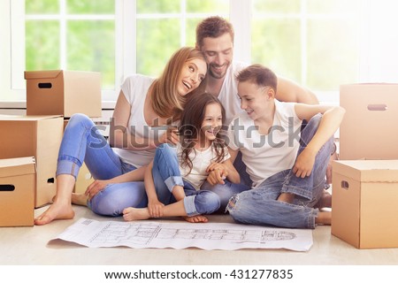 happy family in new home