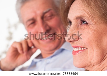 nice elderly couple on a white background