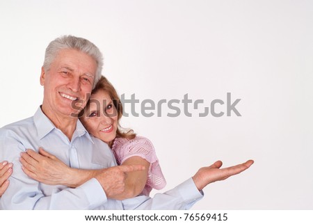 happy elderly couple on a white background