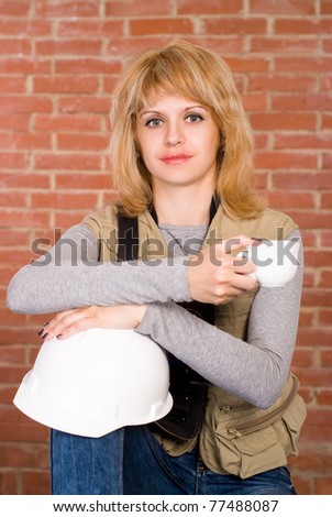 cute worker resting with a cup of tea