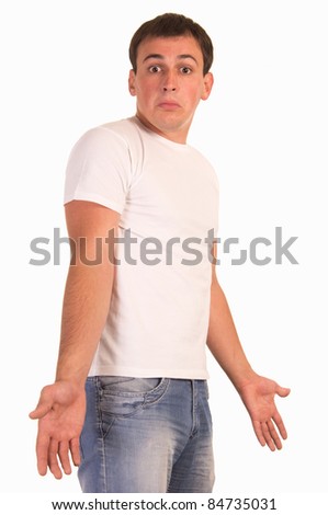 cute guy posing on a white background