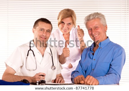 portrait of a cute doctor and citizens