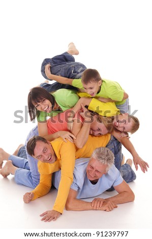 nice pile of a colorful people on white
