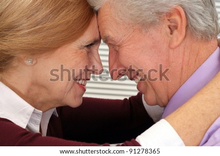 portrait of a cute old couple faces