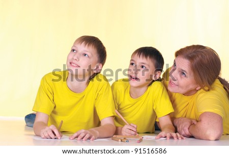 portrait of a cute granny with kids