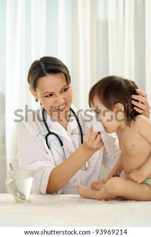 portrait of a cute doctor with little girl