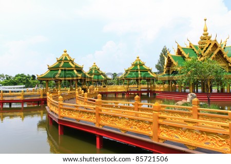 chinese pavilion and bridge