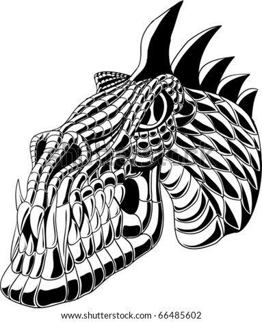 stock vector Tattoo silhouette illustrating stylized dragon head