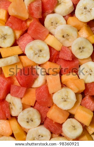 Fresh mixed fruit salad with banana, papaya,watermelon