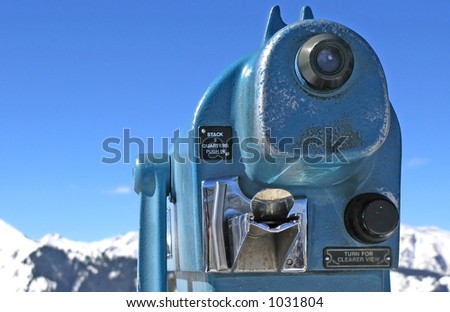 blue telescope over looking the mountains