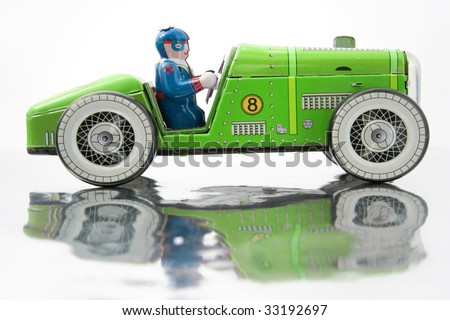 stock photo old tin race car
