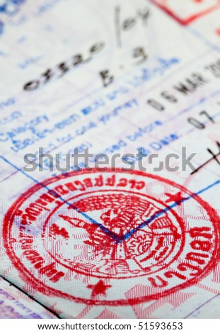 red lao visa in a us passport