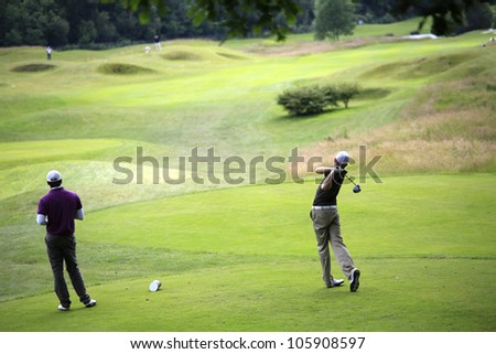PARIS, FRANCE - JUNE 18: Damien Perrier (FRA) competes at The French Open qualification on June, 18, 2012, at The Courson golf course, Paris, France.