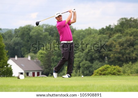 PARIS, FRANCE - JUNE 18: Laurent Poncelet (FRA) competes at The French Open qualification on June, 18, 2012, at The Courson golf course, Paris, France.