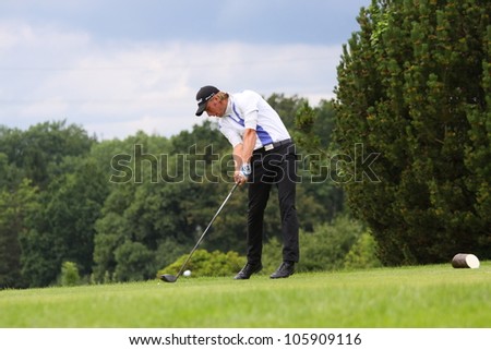 PARIS, FRANCE - JUNE 18: Julien Gressier (FRA) competes at The French Open qualification on June, 18, 2012, at The Courson golf course, Paris, France.