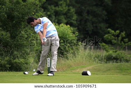 PARIS, FRANCE - JUNE 18: Rozner (FRA) competes at The French Open qualification on June, 18, 2012, at The Courson golf course, Paris, France.