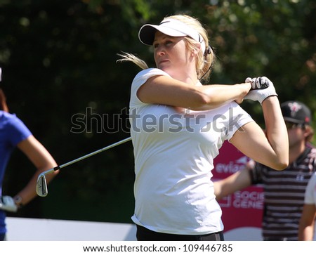 EVIAN GOLF COURSE, FRANCE - JULY 26 : Amanda Blumenherst (USA) at The Evian Masters golf tournament, (LPGA Tour), July 26, 2012 at The Evian golf course, Evian,  France.