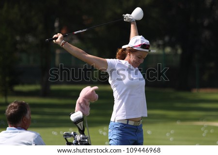 EVIAN GOLF COURSE, FRANCE - JULY 26 : Helen Alfredsson (SWE) at The Evian Masters golf tournament, (LPGA Tour), July 26, 2012 at The Evian golf course, Evian,  France.