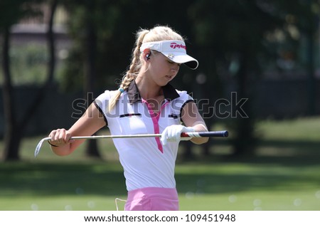EVIAN GOLF COURSE, FRANCE - JULY 26 : Jessica Korda (USA) at The Evian Masters golf tournament (LPGA Tour), July 26, 2012 at The Evian golf course, Evian,  France.