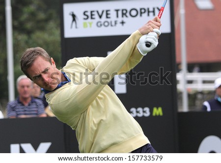 SAINT NOM LA BRETECHE , FRANCE  OCTOBER 06, 2013 : Nicolas Colsaerts (BEL) During the third round of the Seve Trophy  (European Tour), october 06, 2013 at Saint Nom la Breteche golf course, France