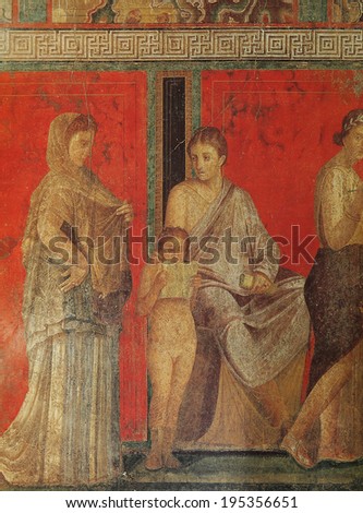 NAPLES ITALY бщ MAY 14 2014 Frescoes in the Ruins of the old city of Pompeii near Naples Italy May 14 2014 in Naples Italy NAPLES ITALY бщ MAY 14 2014 Frescoes in the Ruins of the old city of Pompeii near Naples Italy May 14 2014 in Naples Italy