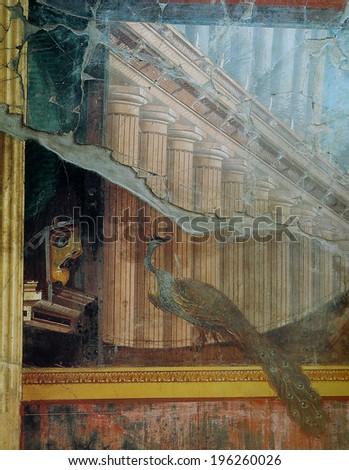 NAPLES, ITALY Ã¢Â?Â? MAY 14, 2014:  Frescoes in the Ruins of the old city of Pompeii, near Naples, Italy, May 14 2014,  in  Naples, Italy.