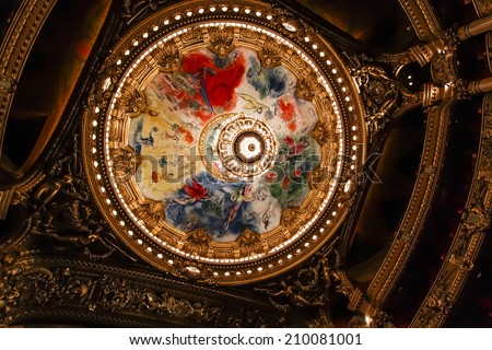 PARIS - OCTOBER 02 : An interior view of Opera de Paris, Palais Garnier, It was built from 1861 to 1875 for the Paris Opera house an is shown on OCTOBER 02, 2010 in Paris.