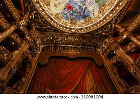 PARIS - OCTOBER 02 : An interior view of Opera de Paris, Palais Garnier, It was built from 1861 to 1875 for the Paris Opera house an is shown on OCTOBER 02, 2010 in Paris.