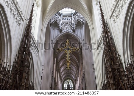 ANVERS, BELGIUM - AUGUST 03, 2014 : Interiors, paintings and details of Notre dame d\'Anvers cathedral,   August 3, 2014,  in  Anvers, Belgium
