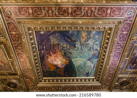 PARIS - AUGUST  08 : An interior view of the reception rooms at  the city hall of Paris shown on AUGUST 08, 2014 in Paris, France.