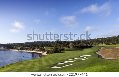 PEBBLE BEACH, CALIFORNIA - SEPTEMBER 27, 2014 : The public golf course of Pebble Beach, near Monterey, California, USA,   september 27, 2014,  in  Monterey, California, USA
