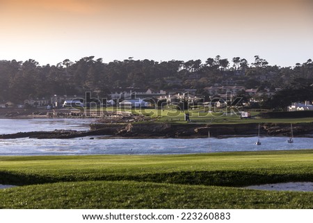 PEBBLE BEACH, CALIFORNIA -SEPTEMBER 27, 2014 : The public golf course of Pebble Beach, near Monterey, California, USA,   september 27, 2014,  in  Monterey, California, USA