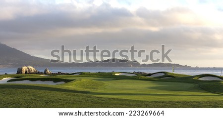 PEBBLE BEACH, CALIFORNIA -SEPTEMBER 27, 2014 : The public golf course of Pebble Beach, near Monterey, California, USA,   september 27, 2014,  in  Monterey, California, USA