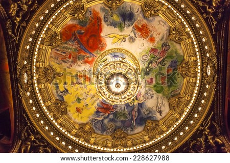 PARIS - DECEMBER 22 : An interior view of Opera de Paris, Palais Garnier, It was built from 1861 to 1875 for the Paris Opera house an is shown on DECEMBER 22, 2012 in Paris.