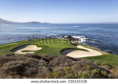 PEBBLE BEACH, CALIFORNIA - SEPTEMBER 23, 2014 : The public golf course of Pebble Beach, near Monterey, California, USA,   september 23, 2014,  in  Monterey, California, USA