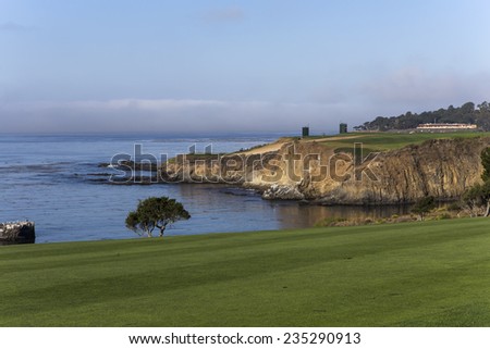 PEBBLE BEACH, CALIFORNIAâ??SEPTEMBER 23, 2014 : The public golf course of Pebble Beach, near Monterey, California, USA, september 23, 2014, in  Monterey, California, USA