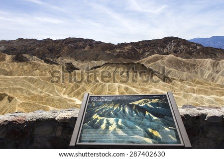 DEATH VALLEY NATIONAL PARK, UNITED STATES - APRIL 10, 2015 : Zabriskie point in the death valley national park, california, usa
