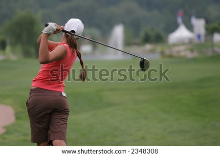golf swing silhouette. stock photo : lady golf swing