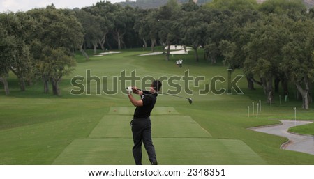 golf swing hole 1 , valderrama