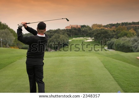 golf swing in vaderrama, spain
