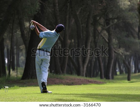 Golf swing in riva dei tessali golf course, italy