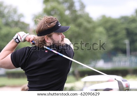 SAINT-CLOUD GOLF COURSE, FRANCE - MAY 30 :  Peter Calborg (SWE) at European Long Drive Contest, May 30, 2010, at  hippodrome de Saint-Cloud golf club, France.