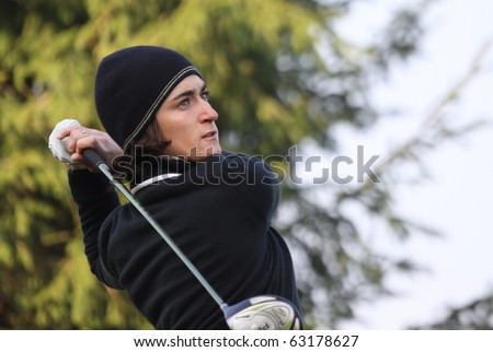BUSSY SAINT-GEORGES GOLF COURSE, FRANCE - OCTOBER 14 :  Anne Lise Caudal (FRA) at Trophee Prevens, Ladies European Tour, october 14, 2010, at  Bussy Saint-Georges golf club, France.
