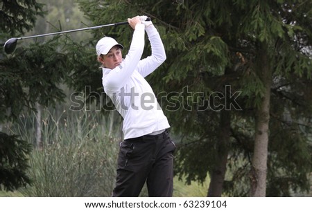 BUSSY SAINT-GEORGES GOLF COURSE, FRANCE - OCTOBER 15 :  Anne Lise Caudal (FRA) at Trophee Prevens, Ladies European Tour, october 15, 2010, at  Bussy Saint-Georges golf club, France.