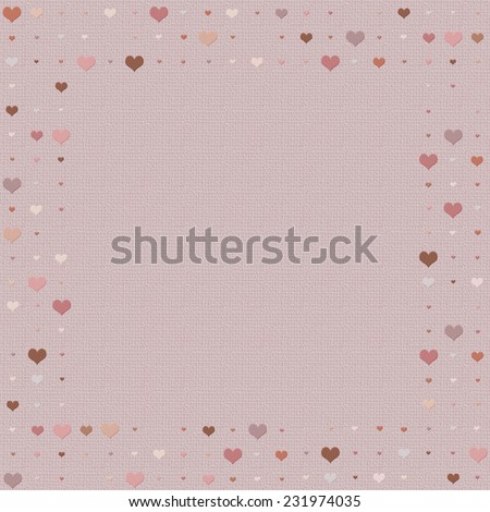 Heart patterned frame/border in shades of pink and red