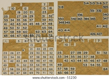 vintage square number labels