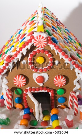 gingerbread house with candy decorations
