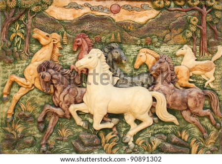 Horses  sculptures,Use to decorate in forest.