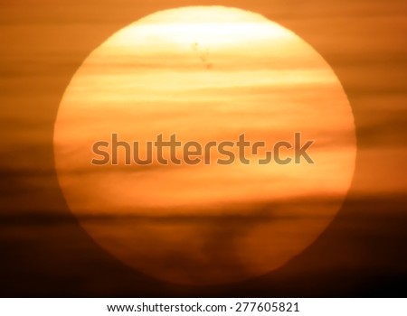 Sun spots on sun at sunset